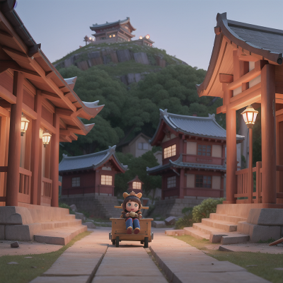 Image For Post Anime, earthquake, temple, knights, joy, sled, HD, 4K, AI Generated Art