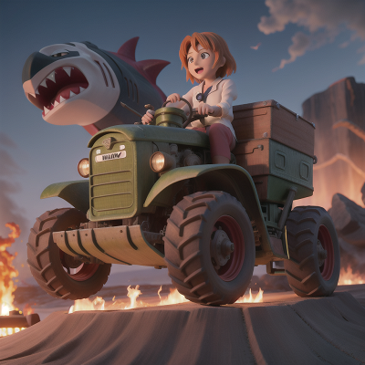 Image For Post Anime, knights, tractor, lava, shark, doctor, HD, 4K, AI Generated Art