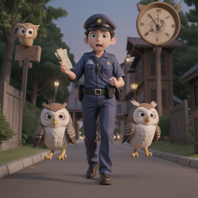 Image For Post Anime, police officer, owl, monkey, map, ghost, HD, 4K, AI Generated Art