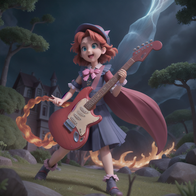 Image For Post Anime, fairy dust, haunted mansion, electric guitar, wizard, tsunami, HD, 4K, AI Generated Art