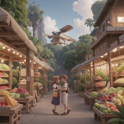 Image For Post Anime, griffin, fruit market, space station, jungle, romance, HD, 4K, AI Generated Art