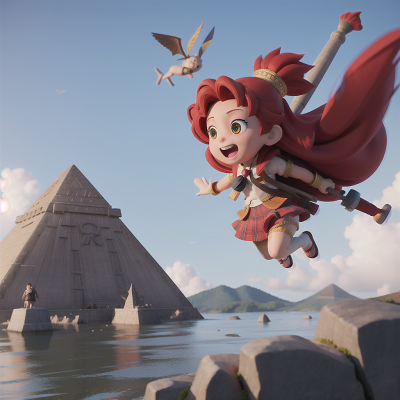 Image For Post Anime, romance, tsunami, flying, pyramid, bagpipes, HD, 4K, AI Generated Art