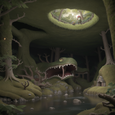 Image For Post Anime, forest, kraken, snow, cave, swamp, HD, 4K, AI Generated Art