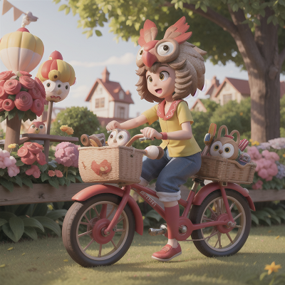 Image For Post Anime, bicycle, owl, carnival, garden, trumpet, HD, 4K, AI Generated Art