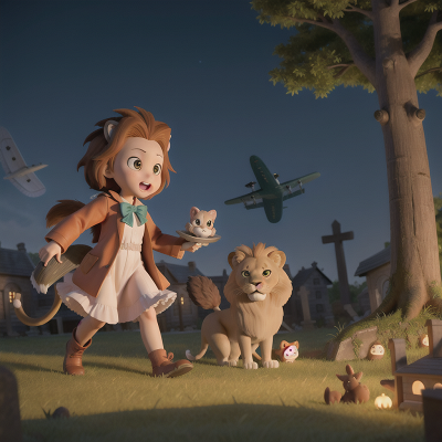 Image For Post Anime, haunted graveyard, lion, airplane, book, rabbit, HD, 4K, AI Generated Art