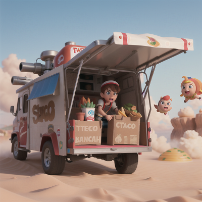 Image For Post Anime, cyborg, bravery, sandstorm, circus, taco truck, HD, 4K, AI Generated Art