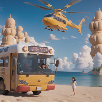 Image For Post Anime, pharaoh, bus, helicopter, beach, wormhole, HD, 4K, AI Generated Art