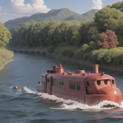 Image For Post Anime, river, knights, train, submarine, troll, HD, 4K, AI Generated Art