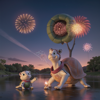 Image For Post Anime, turtle, doctor, fireworks, sunrise, park, HD, 4K, AI Generated Art