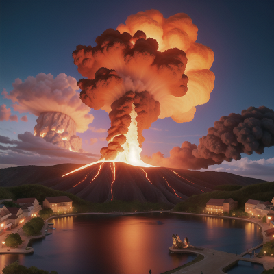 Image For Post Anime, celebrating, volcanic eruption, village, park, ocean, HD, 4K, AI Generated Art