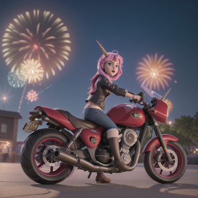 Image For Post Anime, motorcycle, fireworks, unicorn, cat, sword, HD, 4K, AI Generated Art