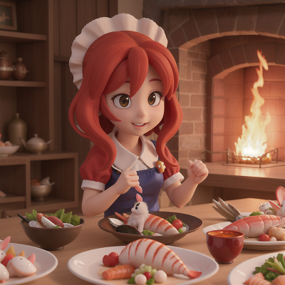 Image For Post Anime, fire, crystal, rabbit, seafood restaurant, joy, HD, 4K, AI Generated Art