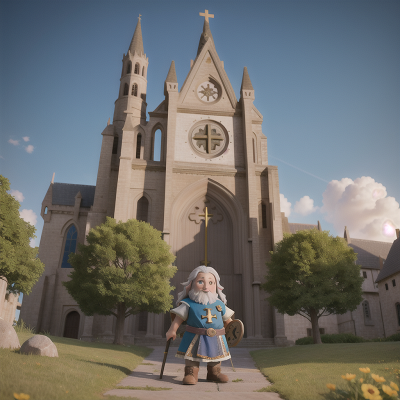 Image For Post Anime, cathedral, dwarf, camera, shield, thunder, HD, 4K, AI Generated Art