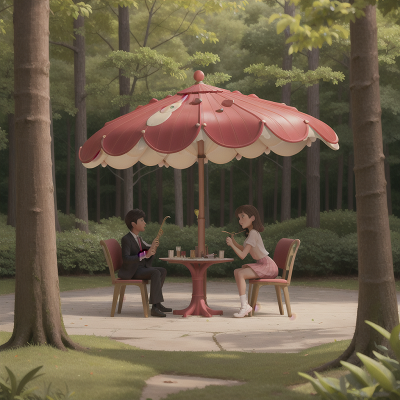 Image For Post Anime, umbrella, forest, ice cream parlor, saxophone, shield, HD, 4K, AI Generated Art