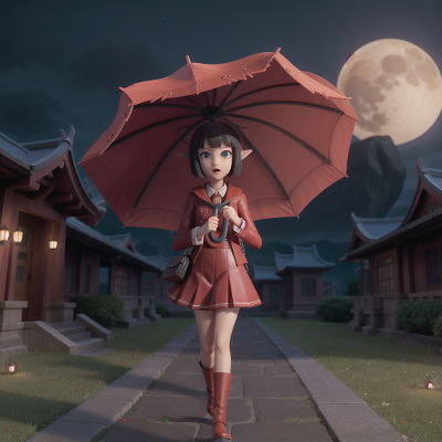Image For Post Anime, vampire, umbrella, temple, alien planet, school, HD, 4K, AI Generated Art
