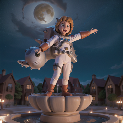 Image For Post Anime, flying, astronaut, map, werewolf, fountain, HD, 4K, AI Generated Art