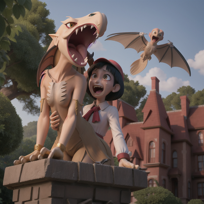 Image For Post Anime, haunted mansion, pterodactyl, umbrella, sphinx, crying, HD, 4K, AI Generated Art