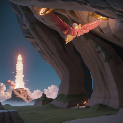 Image For Post Anime, cave, sphinx, rocket, phoenix, carnival, HD, 4K, AI Generated Art