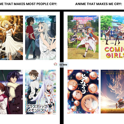 Image For Post | Left: Shigatsu kimi no uso, AnoHana, Clannad, Plastic Memories
Reft: Princess Connect S2, Comic Girls, Hinamatsuri, Maquia