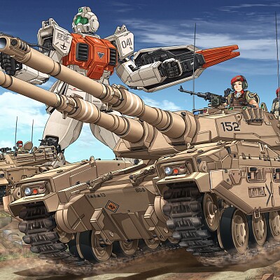 Image For Post RGM-79[G] GM Ground Type and a pair of Type 61A5 MBTs of the EFGF