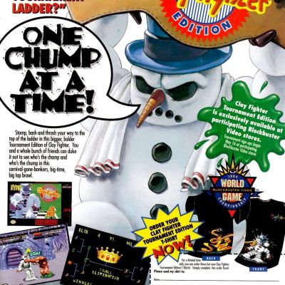 Image For Post | In May 1994, Interplay released ClayFighter: Tournament Edition for the SNES. This version of the game was initially presented as an exclusive rental-only deal with Blockbuster Video in North America. Tournament Edition improved on the original ClayFighter by fixing many glitches, adding a number of stage backgrounds, and offering new difficulty settings, speed options, and versus modes. The Sega 
Genesis/Mega Drive version of ClayFighter was released on the Wii Virtual Console in Europe on February 6, 2009 and in North America on May 25, 2009