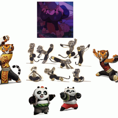 Image For Post | Requesting Bao, the panda, getting the upper hand on Master Tigress during one of their training sessions like in the gif on the top.