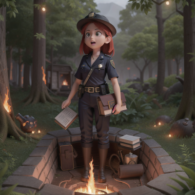 Image For Post Anime, police officer, volcanic eruption, book, forest, vampire's coffin, HD, 4K, AI Generated Art