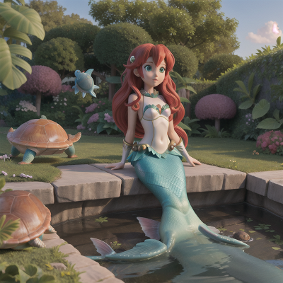 Image For Post Anime, mermaid, spaceship, turtle, scientist, garden, HD, 4K, AI Generated Art