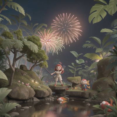 Image For Post Anime, jungle, space, scientist, fireworks, fish, HD, 4K, AI Generated Art