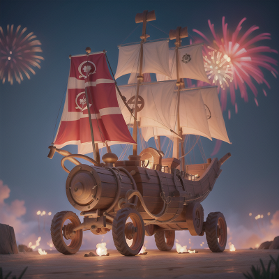 Image For Post Anime, fireworks, tractor, time machine, cursed amulet, pirate ship, HD, 4K, AI Generated Art