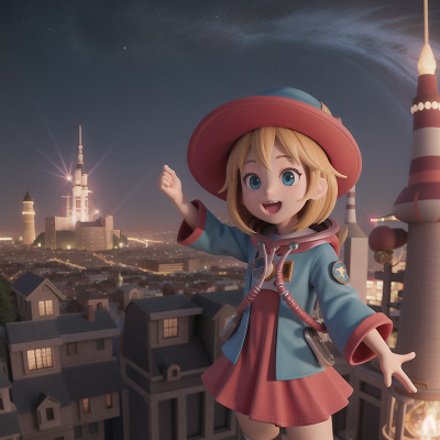 Image For Post Anime, wizard's hat, city, celebrating, astronaut, joy, HD, 4K, AI Generated Art
