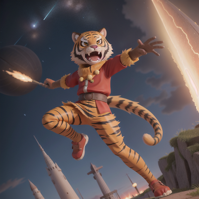 Image For Post Anime, meteor shower, sabertooth tiger, rocket, cathedral, ninja, HD, 4K, AI Generated Art