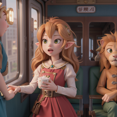 Image For Post Anime, lion, joy, romance, train, elf, HD, 4K, AI Generated Art