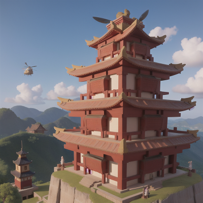 Image For Post Anime, tower, samurai, villain, helicopter, treasure, HD, 4K, AI Generated Art
