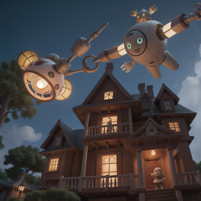 Image For Post Anime, flying, haunted mansion, lamp, robot, pirate, HD, 4K, AI Generated Art