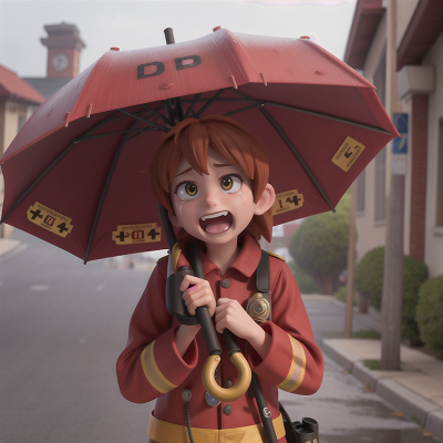 Image For Post Anime, griffin, firefighter, umbrella, crying, police officer, HD, 4K, AI Generated Art