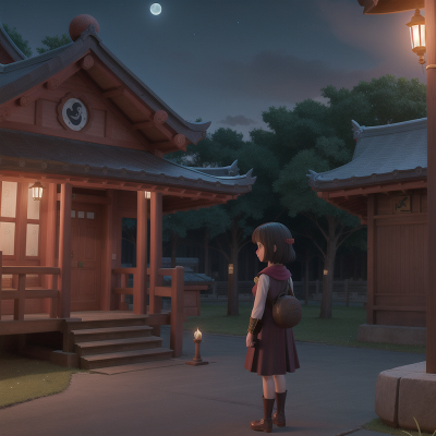 Image For Post Anime, temple, bus, witch, turtle, moonlight, HD, 4K, AI Generated Art