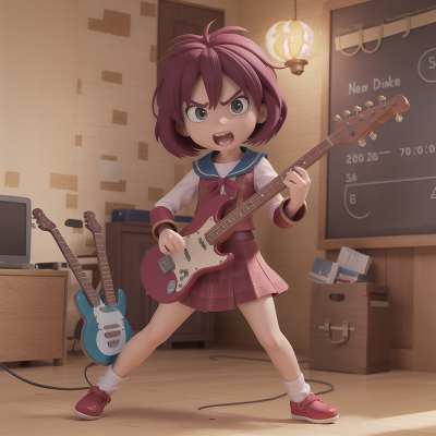 Image For Post Anime, spell book, electric guitar, school, trumpet, anger, HD, 4K, AI Generated Art