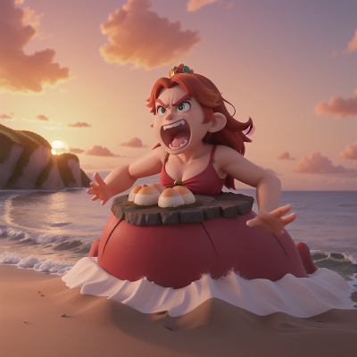 Image For Post Anime, anger, princess, sunset, beach, ogre, HD, 4K, AI Generated Art
