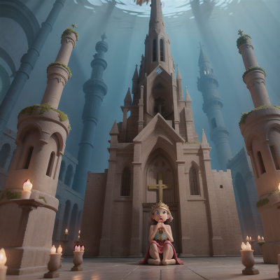 Image For Post Anime, cathedral, crying, princess, underwater city, trumpet, HD, 4K, AI Generated Art
