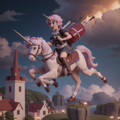 Image For Post Anime, key, bagpipes, helicopter, storm, unicorn, HD, 4K, AI Generated Art