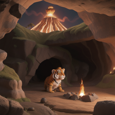 Image For Post Anime, queen, volcanic eruption, monkey, cave, tiger, HD, 4K, AI Generated Art
