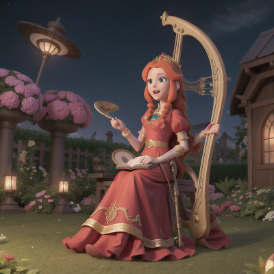 Image For Post Anime, harp, garden, vampire, space station, princess, HD, 4K, AI Generated Art