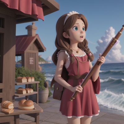 Image For Post Anime, ocean, flute, suspicion, spell book, bakery, HD, 4K, AI Generated Art