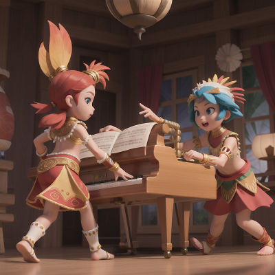 Image For Post Anime, tribal warriors, crystal, joy, carnival, piano, HD, 4K, AI Generated Art