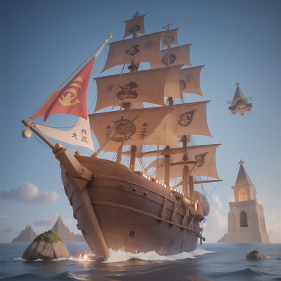 Image For Post Anime, anger, pirate ship, pyramid, cathedral, invisibility cloak, HD, 4K, AI Generated Art