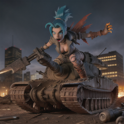 Image For Post Anime Art, Fierce mutant warrior, spiky ice-blue hair and razor-sharp claws, amidst a post-apocalyptic cityscape at nig
