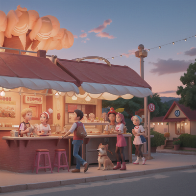 Image For Post Anime, dog, cyborg, ice cream parlor, romance, hot dog stand, HD, 4K, AI Generated Art