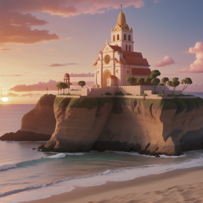 Image For Post Anime, sunrise, hero, beach, cathedral, temple, HD, 4K, AI Generated Art