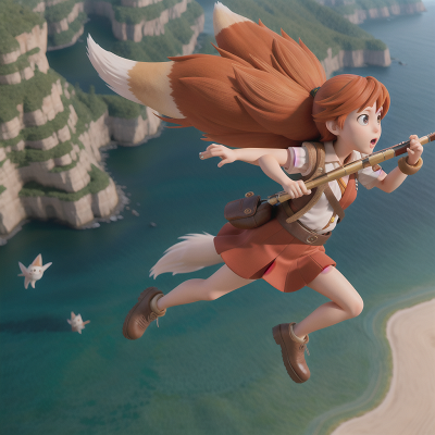 Image For Post Anime, map, flute, sasquatch, flying, fox, HD, 4K, AI Generated Art